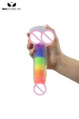 SMT2993 - Cu giả silicon dính tường 7 sắc cầu vồng dài 19cm