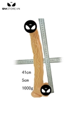 SMT3165 - Cu giả silicon siêu dài 41cm có gân nổi quanh đế dính tường