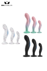 SMT3186 - Butt plug silicon mềm có dáng cong và đính kim tuyến