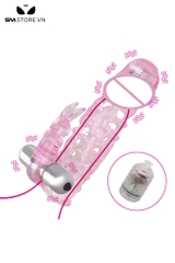 SMT3227 - Bao cao su có rung đôn dên và nhánh tai thỏ dài 135mm