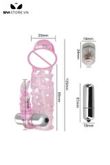 SMT3227 - Bao cao su có rung đôn dên và nhánh tai thỏ dài 135mm