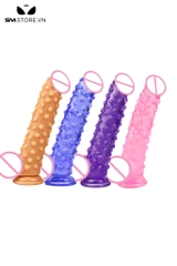 SMT3231 - Dương vật giả trong suốt silicon có bi đế dính tường