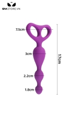 SMT3263 - Anal bead silicon hình trái tim liền có chỗ cầm tay dài 17cm