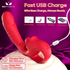 SMT3355 - Máy rung 2 đầu với đầu dương vật và bi lăn có 10 tần số