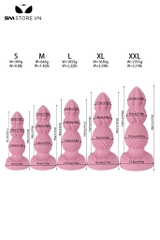 SMT3475 - Anal bead đế dính tường có 3 tầng dạng vân ngang và vẩy