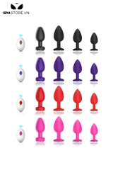SMT3509 - Set 4 butt plug hậu môn điều khiển từ xa sạc điện đế đính hạt