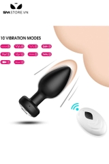 SMT3509 - Set 4 butt plug hậu môn điều khiển từ xa sạc điện đế đính hạt