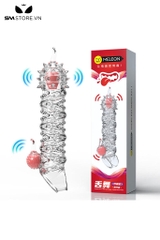 SMT3518 - Bao cao su Melon đôn trong suốt có quai và gai nổi dài 19.8cm