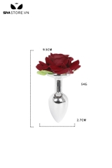 SMT3537 - Butt plug hậu môn inox không gỉ đế hình bông hoa hồng đỏ