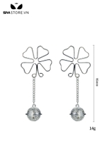 SMT3595 - Kẹp núm vú cỏ 4 lá inox đính kèm chuông hoa dài 95mm