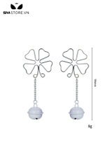 SMT3596 - Kẹp ti hình cỏ 4 lá inox đính chuông mèo dài 95mm