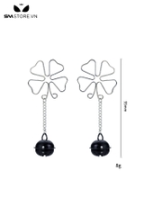 SMT3596 - Kẹp ti hình cỏ 4 lá inox đính chuông mèo dài 95mm