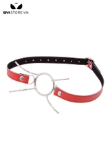SMT3698 - Đồ chơi bịt miệng ring gag inox hình nhện mix dây da dài 65cm