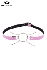 SMT3698 - Đồ chơi bịt miệng ring gag inox hình nhện mix dây da dài 65cm