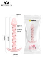 SMT3710 - Anal beads ngụy trang hình nụ hoa silicon xoắn ốc đế cong