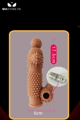 SMT3729 - Bao cao su đôn có rung mix bi nhỏ và gai nhọn dài 17.5cm