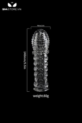SMT3733 - Bao đôn dên trong suốt có gai nổi đầu silicon dài 14cm