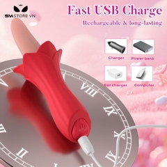 SMT3745 - Lưỡi rung silicon hình bông hoa có 10 tần số sạc điện dài 141mm