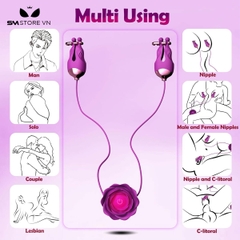 SMT3826 - Máy rung núm vú hình hoa hồng có dây và 11 tần số