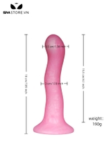 SMT3915 - Dương vật giả gắn tường silicon mềm dáng cong dài 18cm