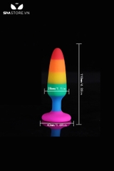 SMT3986 - Butt plug màu cầu vồng chất liệu silicon đế gắn tường có 4 size