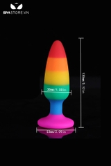 SMT3986 - Butt plug màu cầu vồng chất liệu silicon đế gắn tường có 4 size