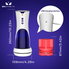 SMT4071 - Cốc thủ dâm rung thụt xoay và sưởi ấm sạc điện bằng silicon