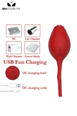 SMT4117 - Trứng rung hoa hồng 2 đầu sạc điện có lưỡi liếm dài 21cm