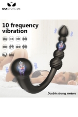 SMT4214 - Máy rung 2 đầu anal beads có 10 chế độ dài 201mm sạc điện