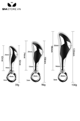 SMT4255 - Butt plug hình giọt nước inox không gỉ phần đế có vòng tròn