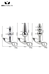 SMT4262 - Butt plug inox cao cấp thiết kế 3 tầng với phần đế lượn sóng