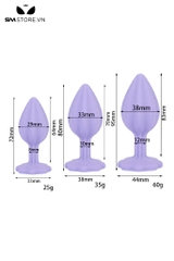 SMT4264 - Butt plug silicon đường vân dọc đế hình bông hoa có 3 size