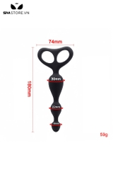 SMT4277 - Anal beads silicon với 3 hạt tròn xếp nối nhau và tay cầm chữ O kép