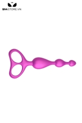 SMT4277 - Anal beads silicon với 3 hạt tròn xếp nối nhau và tay cầm chữ O kép