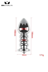 SMT4278 - Đồ chơi hậu môn inox xoắn ốc có vòng đeo đi kèm dài 106mm