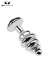 SMT4281 - Butt plug hậu môn inox không gỉ xoắn ốc có dây cắm dài 78mm