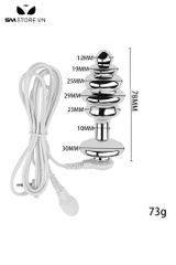 SMT4281 - Butt plug hậu môn inox không gỉ xoắn ốc có dây cắm dài 78mm