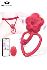 SMT4296 - Vòng rung đeo dương vật hình bông hoa điều khiển xa sạc điện