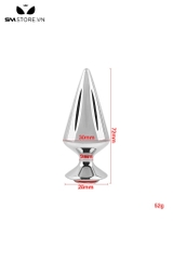 SMT4322 - Butt plug inox không gỉ nhọn đế đính kim cương dài 72mm