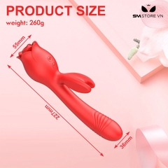 SMT4368 - Máy rung 2 đầu dương vật và đầu hút hoa hồng có nhánh tai thỏ