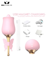 SMT4403 - Lưỡi rung bông hoa hồng có 10 chế độ và sạc điện dài 16cm