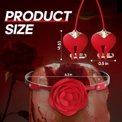 SMT4439 - Kẹp ti rung mix kèm ball gag hoa hồng có 9 chế độ và sạc điện