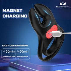 SMT4440 - Kẹp núm vú mix vòng đeo dương vật điều khiển từ xa dài 9.7cm