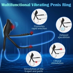 SMT4463 - Vòng đeo dương vật rung có nhánh kích thích điểm G và gai