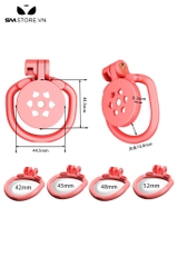 SMT4567 - Khóa dương vật mặt dẹt có lỗ nhỏ thông thoáng kèm 4 vòng