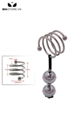 SMT4599 - Tạ đeo tinh hoàn inox không gỉ đính kèm bi đôi hình lò xo