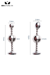 SMT4607 - Butt plug thiết kế bi đôi dạng hạt kéo với đế loe rộng
