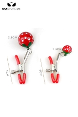 SMT4610 - Kẹp núm vú inox mix quả dâu tây có nấc chỉnh dài 5 và 5.5cm