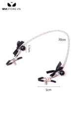 SMT4611 - Kẹp núm vú gắn nơ nối liền dài 30cm mix kèm chuông