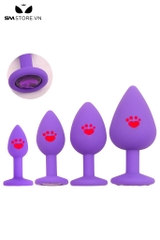 SMT4644 - Butt plug móng vuốt mèo đính đá silicon có 5 kích cỡ